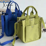 Xajzpa - Fashion Handbag Female Canvas Casual Tote Student Shoulder Bag Solid Color Messenger Bags Magnetic Buckle