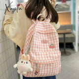 Xajzpa - Fashion Lady Cute Lattice Backpack Women Kawaii Laptop New Bag Female College Plaid Backpack Girl Cool Travel Student Bag Trendy