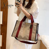 Xajzpa - Fashion Large Capacity Canvas Tote Bag Designer Striped Women Handbags Casual Shoulder