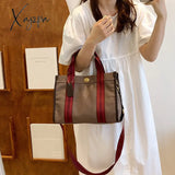 Xajzpa - Fashion Large Capacity Canvas Tote Bag Designer Striped Women Handbags Casual Shoulder