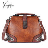 Xajzpa - Fashion Leather Women's Shoulder Bags Women Casual Wild Retro Lock Embroidery Designer Handbag Solid Color Female Messenger Bags