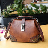 Xajzpa - Fashion Leather Women’s Shoulder Bags Women Casual Wild Retro Lock Embroidery Designer