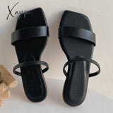 Xajzpa - Fashion Leisure Simple Women Slippers Summer New Outdoor Beach Solid Color Flat Sandals