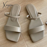 Xajzpa - Fashion Leisure Simple Women Slippers Summer New Outdoor Beach Solid Color Flat Sandals