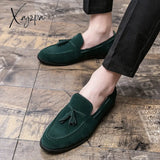 Xajzpa - Fashion Loafers Men Shoes Classic Business Casual Wedding Party Daily Retro Round Toe