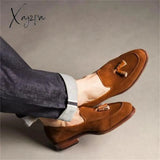 Xajzpa - Fashion Loafers Men Shoes Classic Business Casual Wedding Party Daily Retro Round Toe