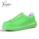 Xajzpa - Fashion Men And Women Shoes Orange Leather Lace Up Sneakers Spring Autumn Outdoor Walking