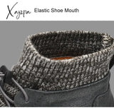 Xajzpa - Fashion Men Boots Casual Shoes Leather Autumn Winter Snow Outdoor Light Ankle Antislip