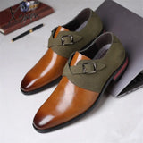 Xajzpa - Fashion Monk Shoes Men Classic Business Casual Party Square Toe Faux Suede Stitching Pu