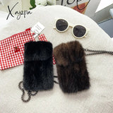 Xajzpa - Fashion New Mini Mink Hair Coin Purse Crossbody Small Bag Mobile Phone All-Matching