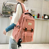 Xajzpa - Fashion Nylon Backpack For Women Waterproof Solid Color Laptop School Bag Youth Soft