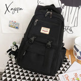 Xajzpa - Fashion Nylon Backpack For Women Waterproof Solid Color Laptop School Bag Youth Soft