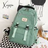 Xajzpa - Fashion Nylon Backpack For Women Waterproof Solid Color Laptop School Bag Youth Soft