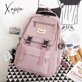 Xajzpa - Fashion Nylon Backpack For Women Waterproof Solid Color Laptop School Bag Youth Soft