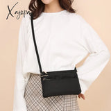 Xajzpa - Fashion Nylon Shoulder Bag Woman Solid Waterproof Zipper Messenger Black Multi-Pocket