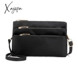 Xajzpa - Fashion Nylon Shoulder Bag Woman Solid Waterproof Zipper Messenger Black Multi-Pocket