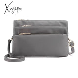 Xajzpa - Fashion Nylon Shoulder Bag Woman Solid Waterproof Zipper Messenger Black Multi-Pocket