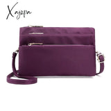 Xajzpa - Fashion Nylon Shoulder Bag Woman Solid Waterproof Zipper Messenger Black Multi-Pocket