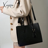 Xajzpa - Fashion Ostrich Print Women Handbag Pu Leather Female Shoulder Bags Large Capacity