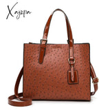 Xajzpa - Fashion Ostrich Print Women Handbag Pu Leather Female Shoulder Bags Large Capacity