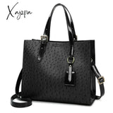 Xajzpa - Fashion Ostrich Print Women Handbag Pu Leather Female Shoulder Bags Large Capacity