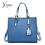 Xajzpa - Fashion Ostrich Print Women Handbag Pu Leather Female Shoulder Bags Large Capacity