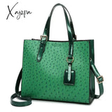 Xajzpa - Fashion Ostrich Print Women Handbag Pu Leather Female Shoulder Bags Large Capacity