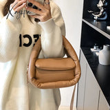 Xajzpa - Fashion Padded Women Handbags Designer Puffy Shoulder Bags Luxury Pu Leather Space Cotton Crossbody Bag Small Winter Tote Purses