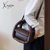 Xajzpa - Fashion Padded Women Handbags Designer Puffy Shoulder Bags Luxury Pu Leather Space Cotton