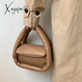 Xajzpa - Fashion Padded Women Handbags Designer Puffy Shoulder Bags Luxury Pu Leather Space Cotton