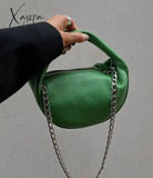 Xajzpa - Fashion Pleated Soft Pu Leather Single Shoulder Bag Women Thick Chain Dumpling Shape