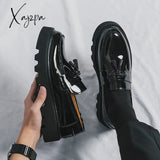 Xajzpa - Fashion Pointed Toe Luxury Dress Shoes Men Loafers Patent Leather Tassel Black Formal