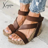 Xajzpa Fashion Sandals 2023 Summer Concise Beach Wedges Hook Loop Women Leisure Comfortable Open