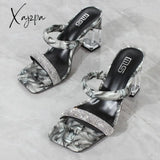 Xajzpa - Fashion Sandals Women Summer New Comfortable Latex Tape Hollow High-Heel Crystal Thick