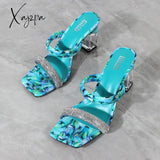 Xajzpa - Fashion Sandals Women Summer New Comfortable Latex Tape Hollow High-Heel Crystal Thick