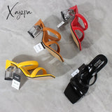 Xajzpa - Fashion Sandals Women Summer New Comfortable Latex Tape Hollow High-Heel Crystal Thick