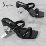 Xajzpa - Fashion Sandals Women Summer New Comfortable Latex Tape Hollow High-Heel Crystal Thick