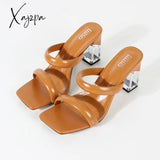 Xajzpa - Fashion Sandals Women Summer New Comfortable Latex Tape Hollow High-Heel Crystal Thick