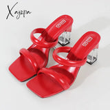 Xajzpa - Fashion Sandals Women Summer New Comfortable Latex Tape Hollow High-Heel Crystal Thick