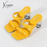 Xajzpa - Fashion Sandals Women Summer New Comfortable Latex Tape Hollow High-Heel Crystal Thick