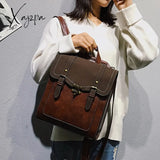 Xajzpa - Fashion School Bag College Girl Backpack Shoulder Bags Vintage Pu Leather Women Preppy