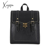 Xajzpa - Fashion School Bag College Girl Backpack Shoulder Bags Vintage Pu Leather Women Preppy