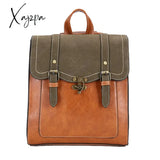 Xajzpa - Fashion School Bag College Girl Backpack Shoulder Bags Vintage Pu Leather Women Preppy