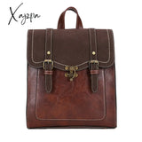 Xajzpa - Fashion School Bag College Girl Backpack Shoulder Bags Vintage Pu Leather Women Preppy