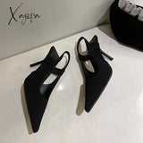 Xajzpa - Fashion Shoes Woman Slingbacks Thin High Heel Shallow Slip On Elegant Pumps Pointed Toe