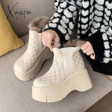 Xajzpa - Fashion Shoes Women’s Winter Thick Soled Snow Boots Plush Casual Sports Warm And Cold