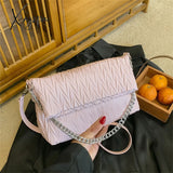 Xajzpa - Fashion Silver Messenger Bags For Women Designer Pleated Soft Leather Shoulder Bag 2023