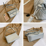 Xajzpa - Fashion Silver Messenger Bags For Women Designer Pleated Soft Leather Shoulder Bag 2023