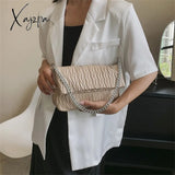 Xajzpa - Fashion Silver Messenger Bags For Women Designer Pleated Soft Leather Shoulder Bag 2023