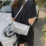 Xajzpa - Fashion Silver Messenger Bags For Women Designer Pleated Soft Leather Shoulder Bag 2023